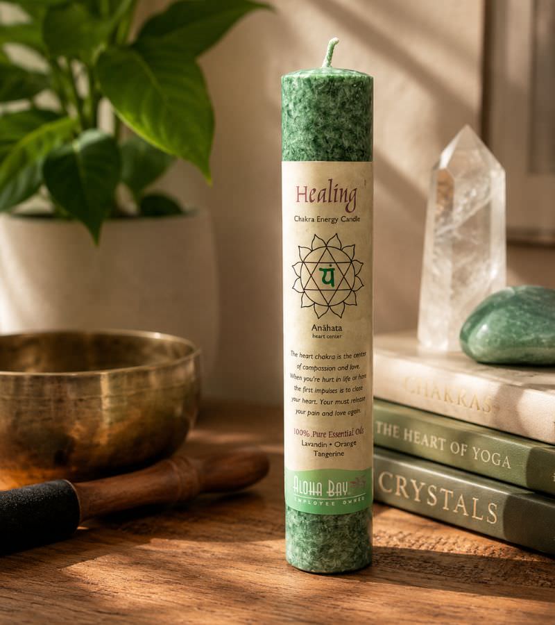 Healing Pillar Candle with Crystals