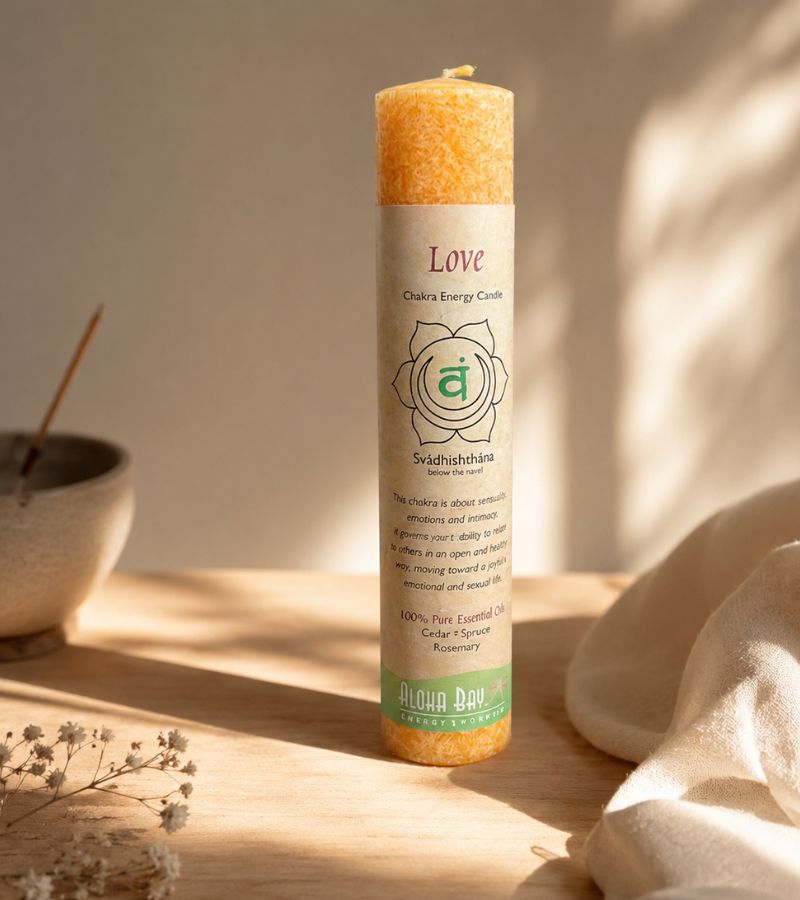 Love Chakra Pillar Candle with Incense
