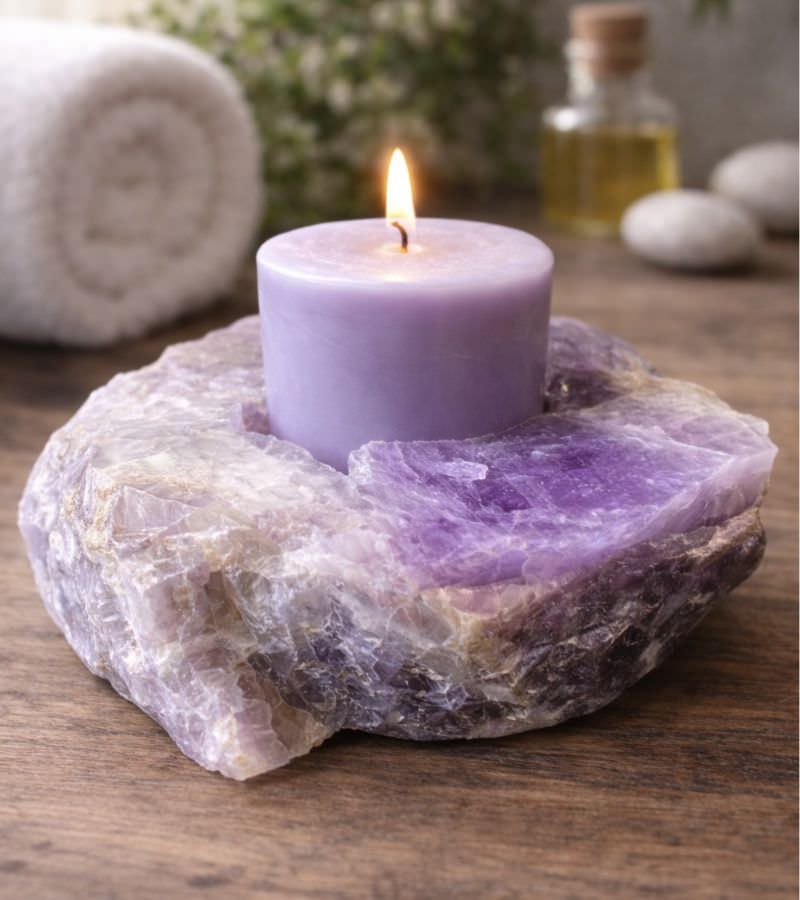 Chevron Amethyst Crystal Votive Candle Holder