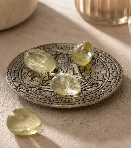 Citrine Crystals on Silver Tray