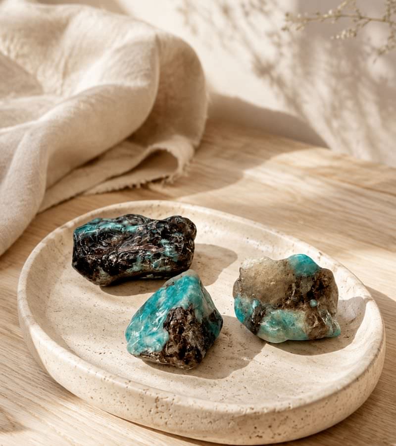 Emerald Crystals in Small Dish