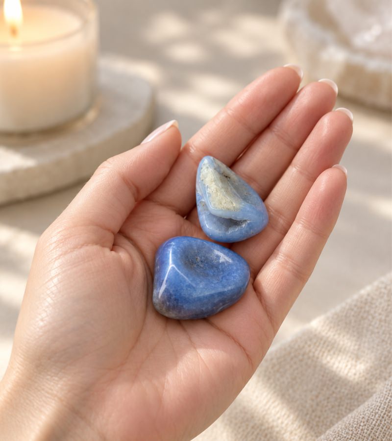 Oversized Blue Lace Agate in Palm
