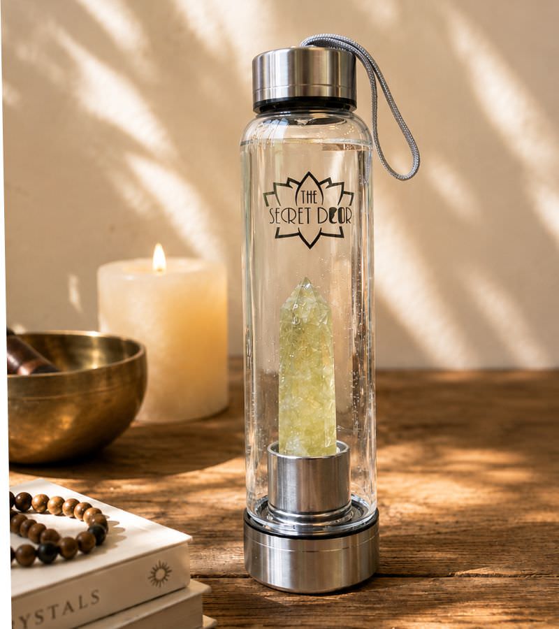 The Secret Door Crystal Elixir Water Bottle with Singing Bowl