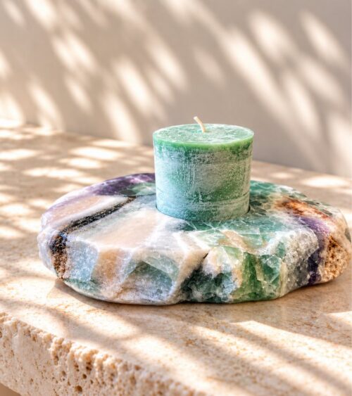 Natural Fluorite Votive Candle Holder