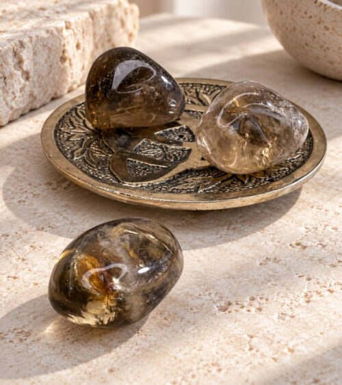 Oversized Smoky Quartz on Silver Dish