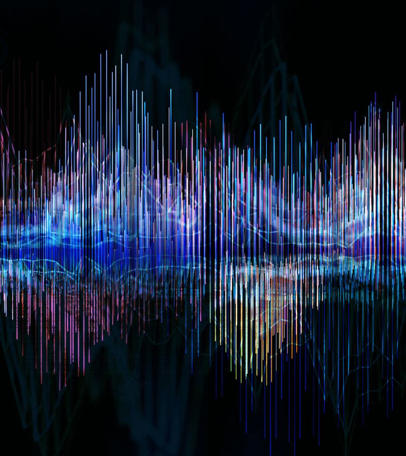 Close-up of sound waves and color vibrations