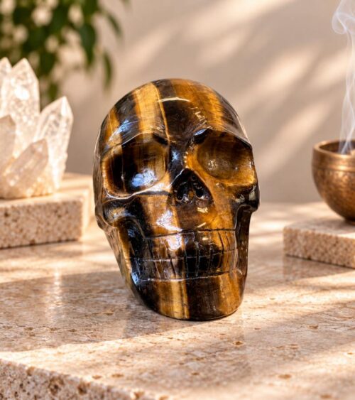 Tiger Eye Crystal Skull - protection, courage