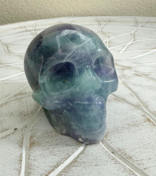 Fluorite crystal skull for focus and spiritual alignment