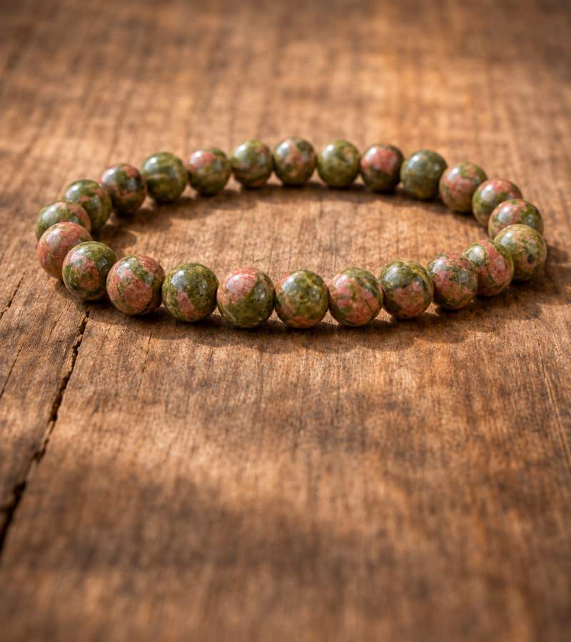 8mm Unakite Crystal Bracelet