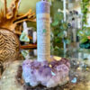 Amethyst Candle Holder with Crown Chakra Pillar Candle - EXPANDED CONSCIOUSNESS
