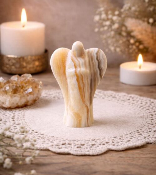 Banded Orange Calcite Angel in Altar