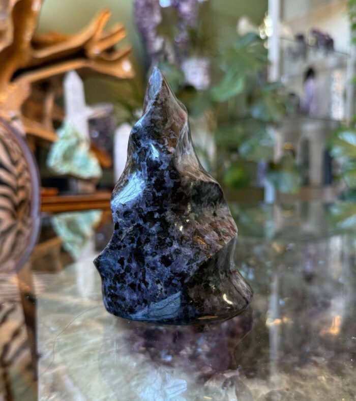 Indigo Gabbro Crystal Flame is both grounding and transformative