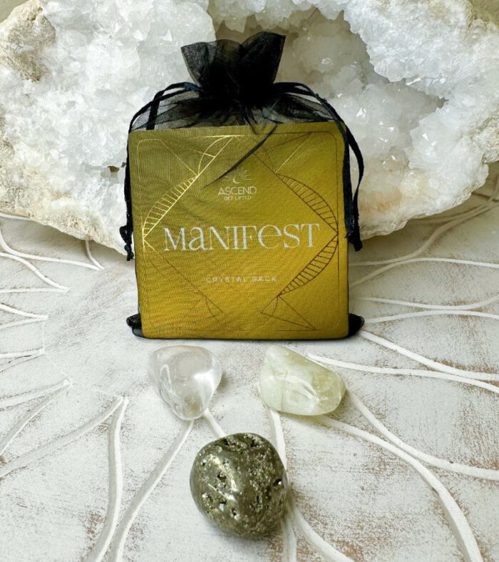 The Manifest Crystal Kit is designed to support you in manifesting your desires, goals, and dreams. It includes Clear Quartz, Pyrite, and Citrine