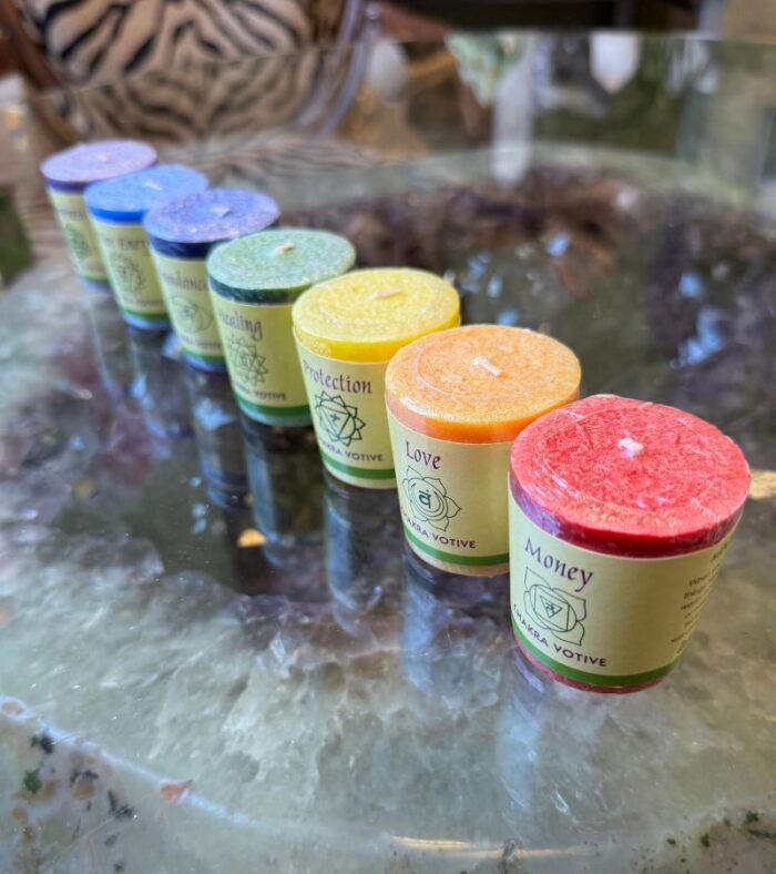 Align your intentions and energize your life with our Chakra Votive Candles