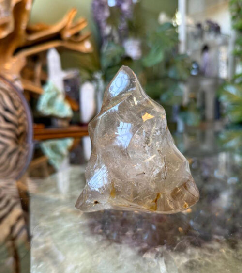 The energy of a Smokey Quartz Crystal Flame is both grounding and protective