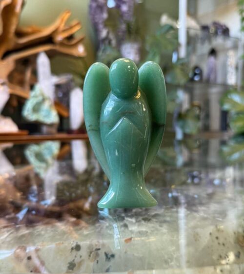 Green Aventurine Crystal Angel for Luck and Positive Outcomes