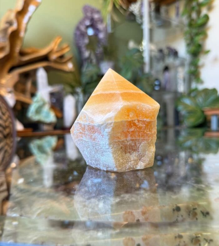 Raw Base Orange Calcite Point - Joy & Optimism