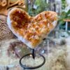 Stunning Citrine Geode Heart on Stand