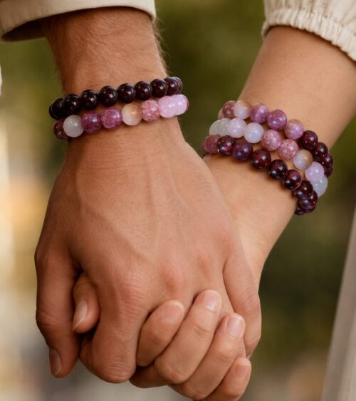Couple Holding Hands Wearing The Secret Door Love Bracelets