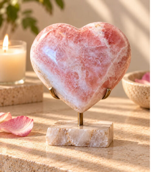 Red Calcite Crystal Heart