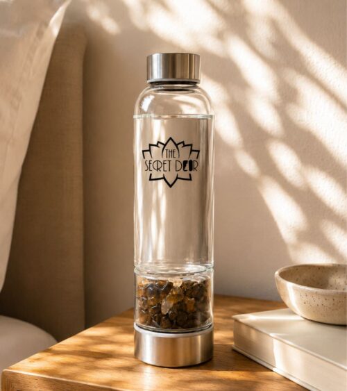 Smoky Quartz Crystal Gem Water Bottle with Book