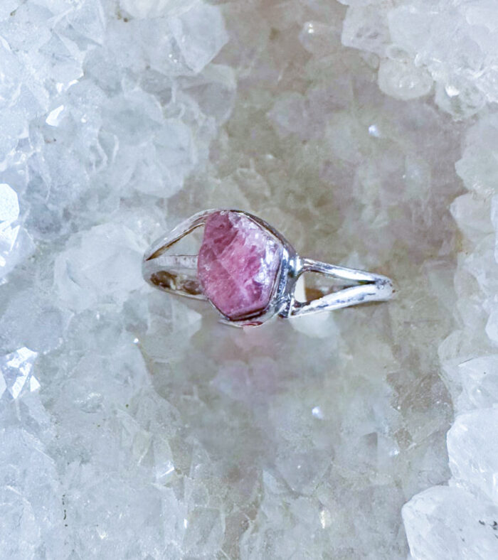 Mini Pink Tormaline Crystal Rings