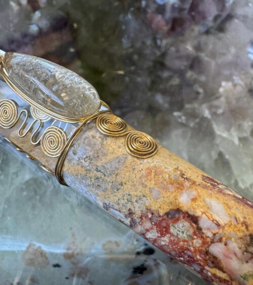 Citrine and Marble Crystal Wand