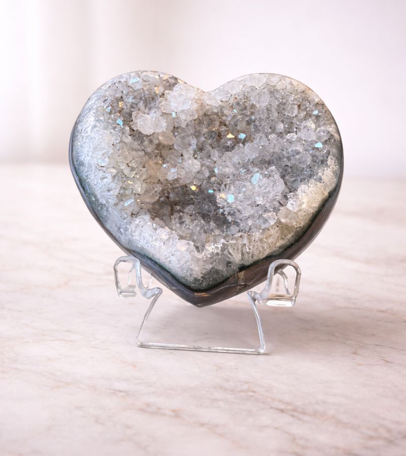 Druzy Heart on Acrylic Stand