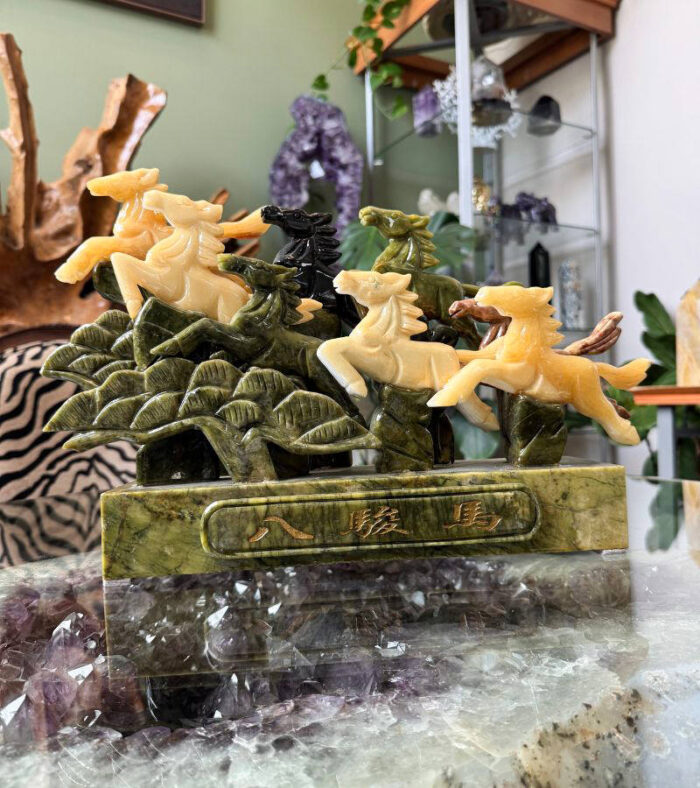 Jade 8 Galloping Horses Carving