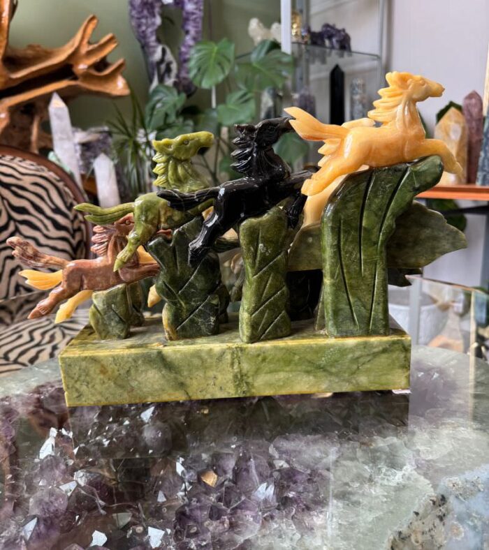 Back of Jade Galloping Horses Carving