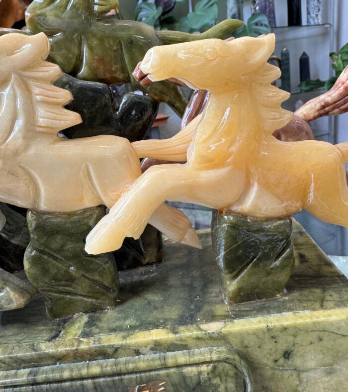 close up carved jade Horse