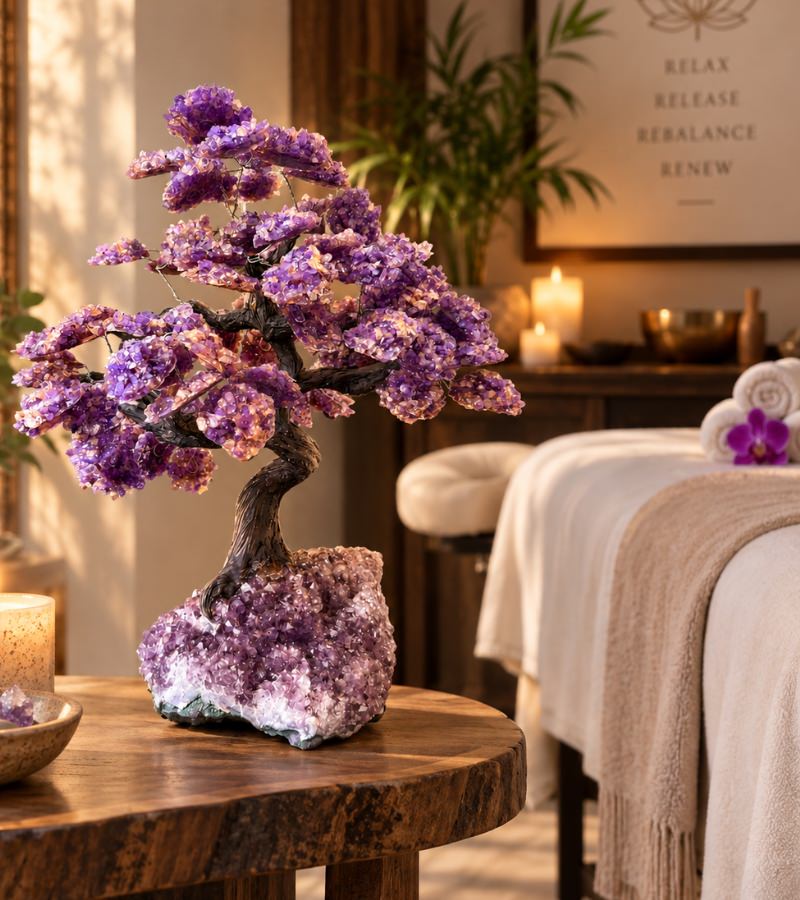 Dual Amethyst Citrine Enviornmental Gem Tree in Spa