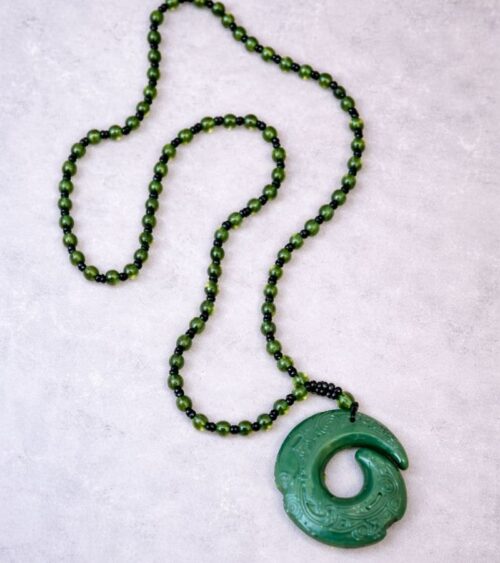 Men's Jade Dragon Pendant Necklace close up