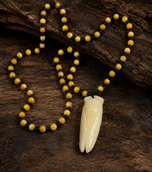Men's Yellow Jade Cicada Pendant
