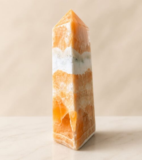 Orange Calcite Tower - vibrant, revitalizing, and deeply invigorating