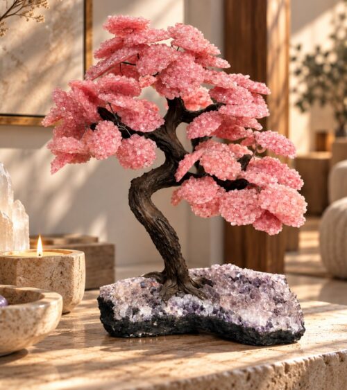Rose Quartz Enviornmental Gem Tree in Home