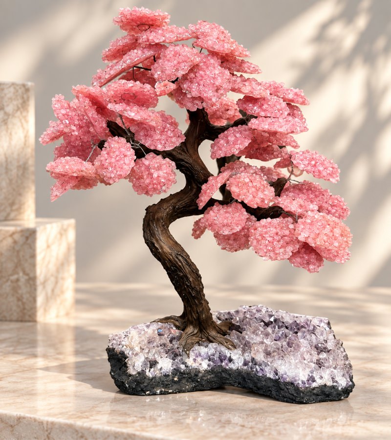 Rose Quartz Environmental Gem Tree