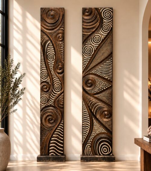Sacred Spirals Indonesian Hand Carved Panels