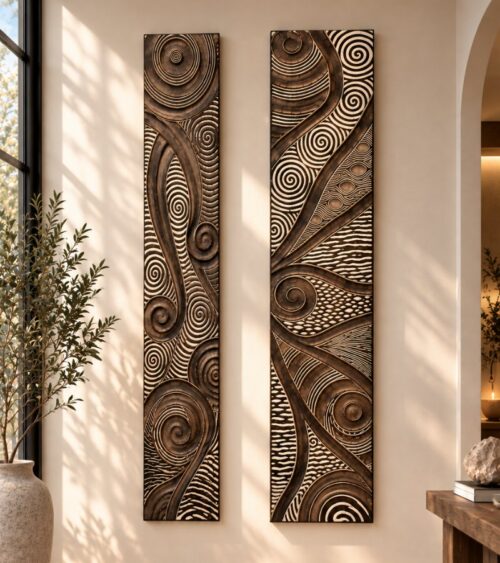 Sacred Spirals Indonesian Hand Carved Panels