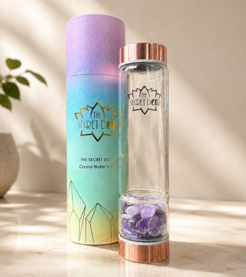 Amethyst Crystal Water Bottle - Rose Gold