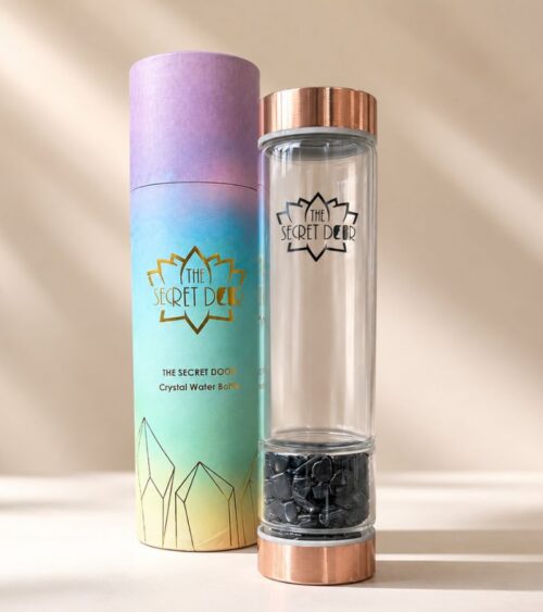 Black Obsidian Crystal Water Bottle - Rose Gold