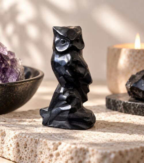 Black Obsidian Perched Owl