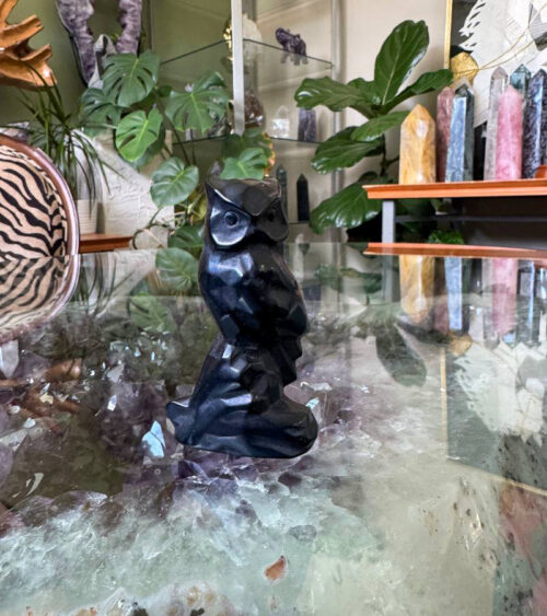 Black Obsidian Perched Owl