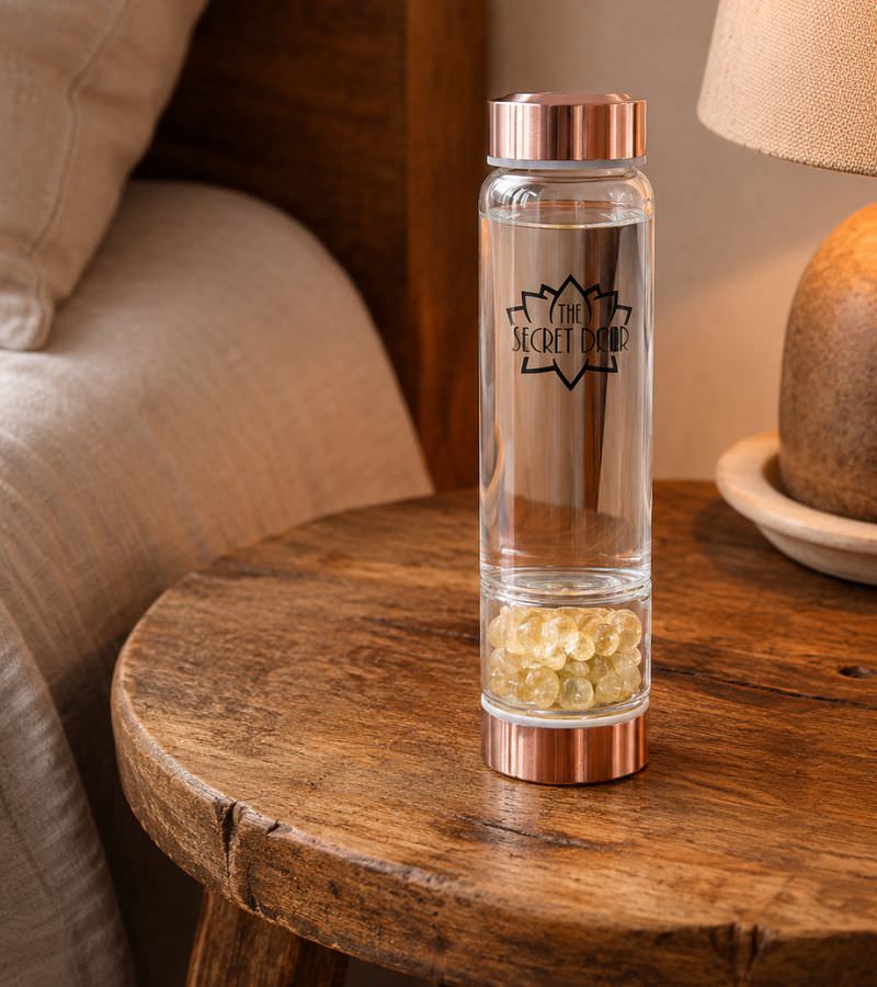 Citrine Crystal Gem Water Bottle - Rose Gold