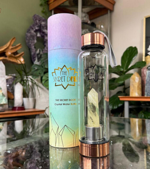 Citrine Crystal Water Bottle - Rose Gold