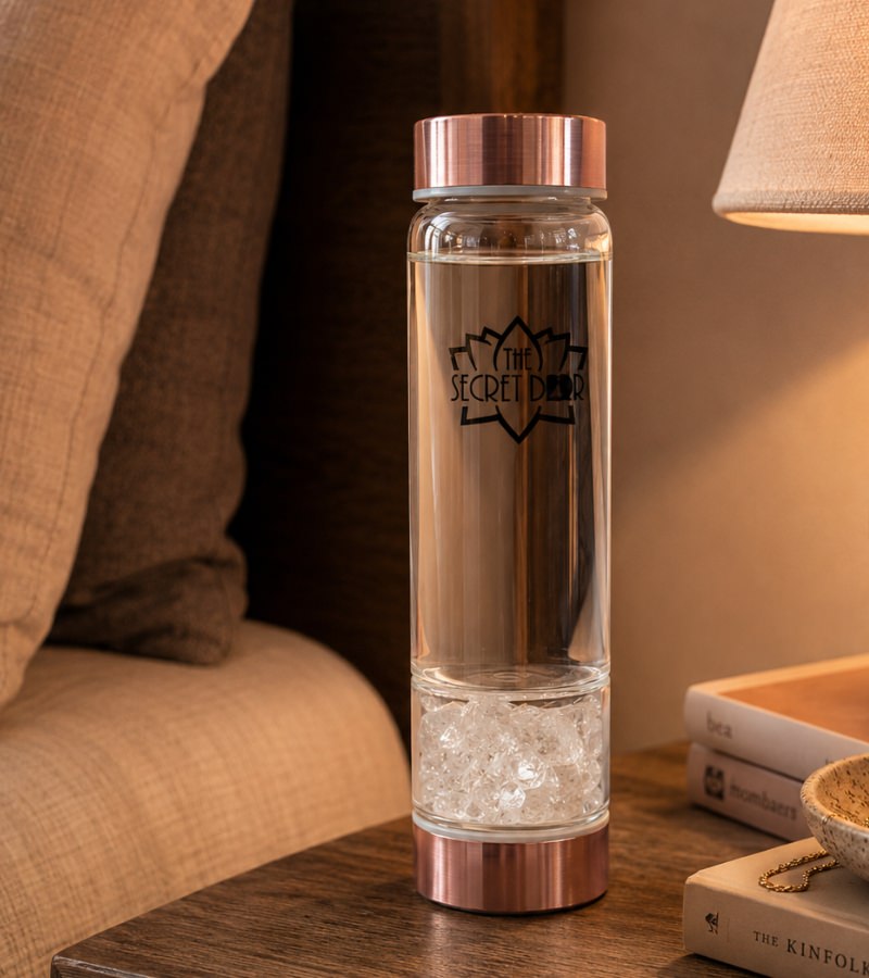 Clear Quartz Crystal Water Bottle - Rose Gold-2