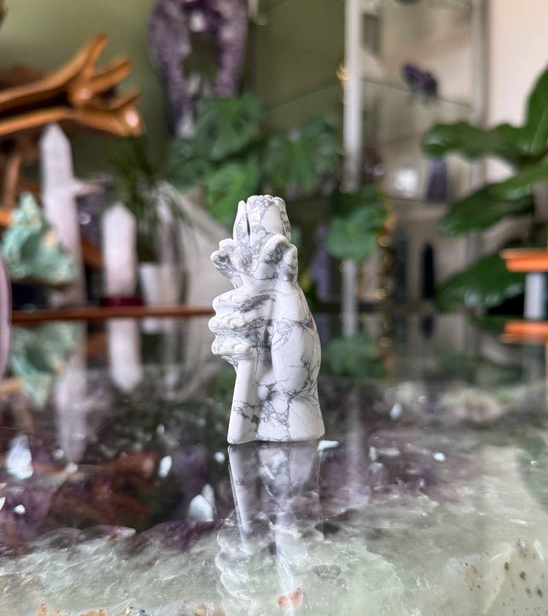 Hand Holding Rose - Howlite
