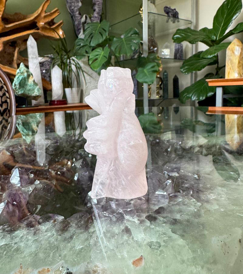 Hand and Rose Rose Quartz