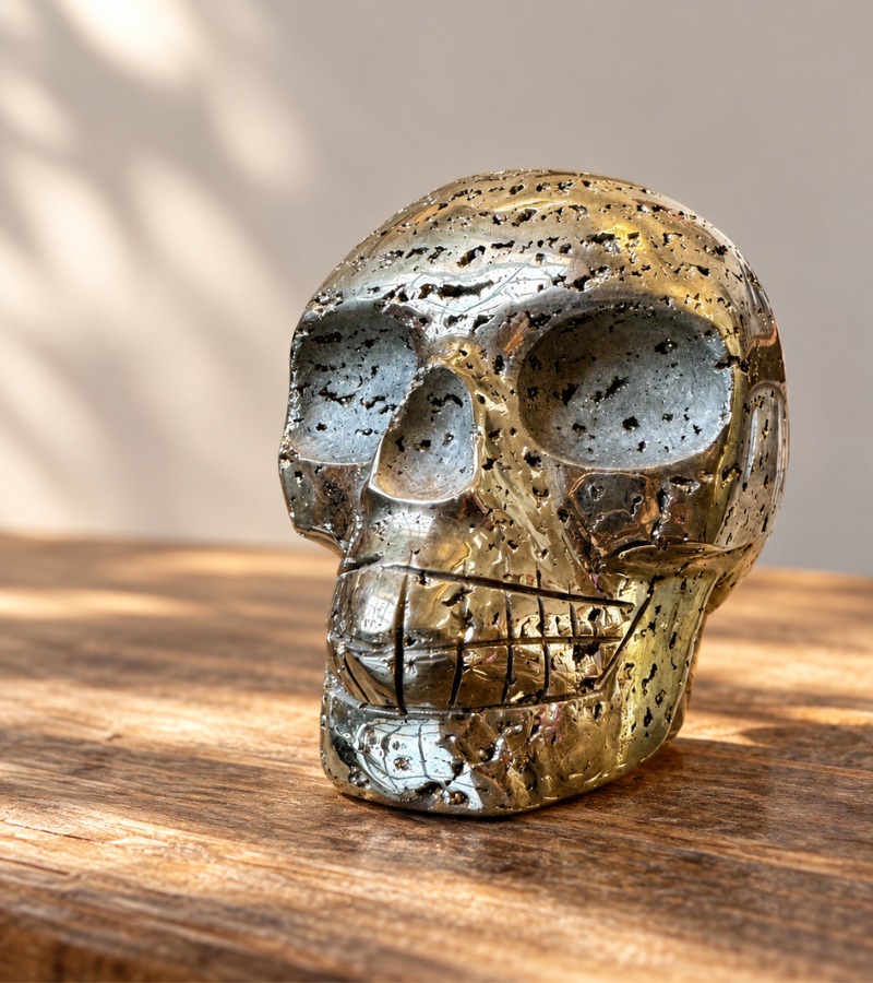 Large Pyrite Crystal Skull