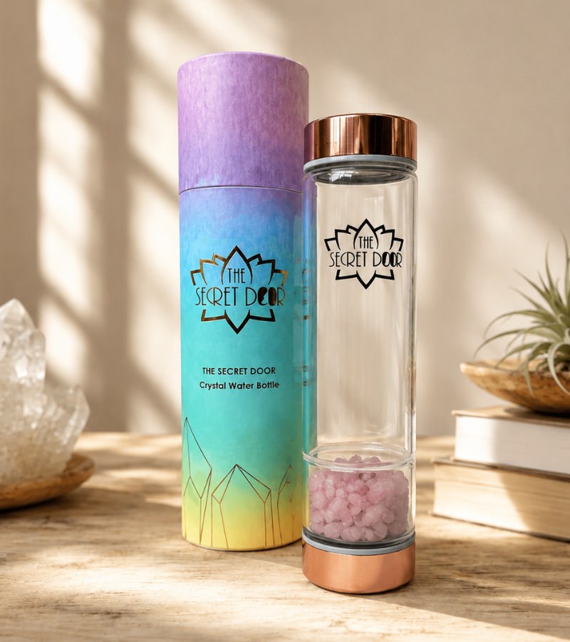Rose Quartz Crystal Gem Water Bottle - Rose Gold